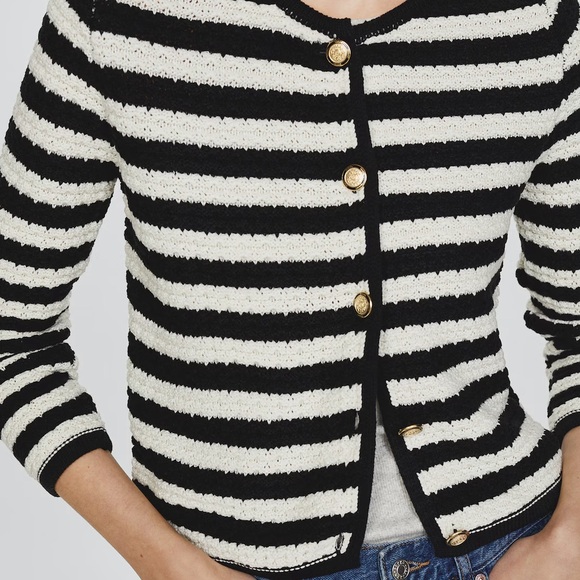 {Mango} Striped Cardigan with Jewel Buttons - Size S - Picture 6 of 12